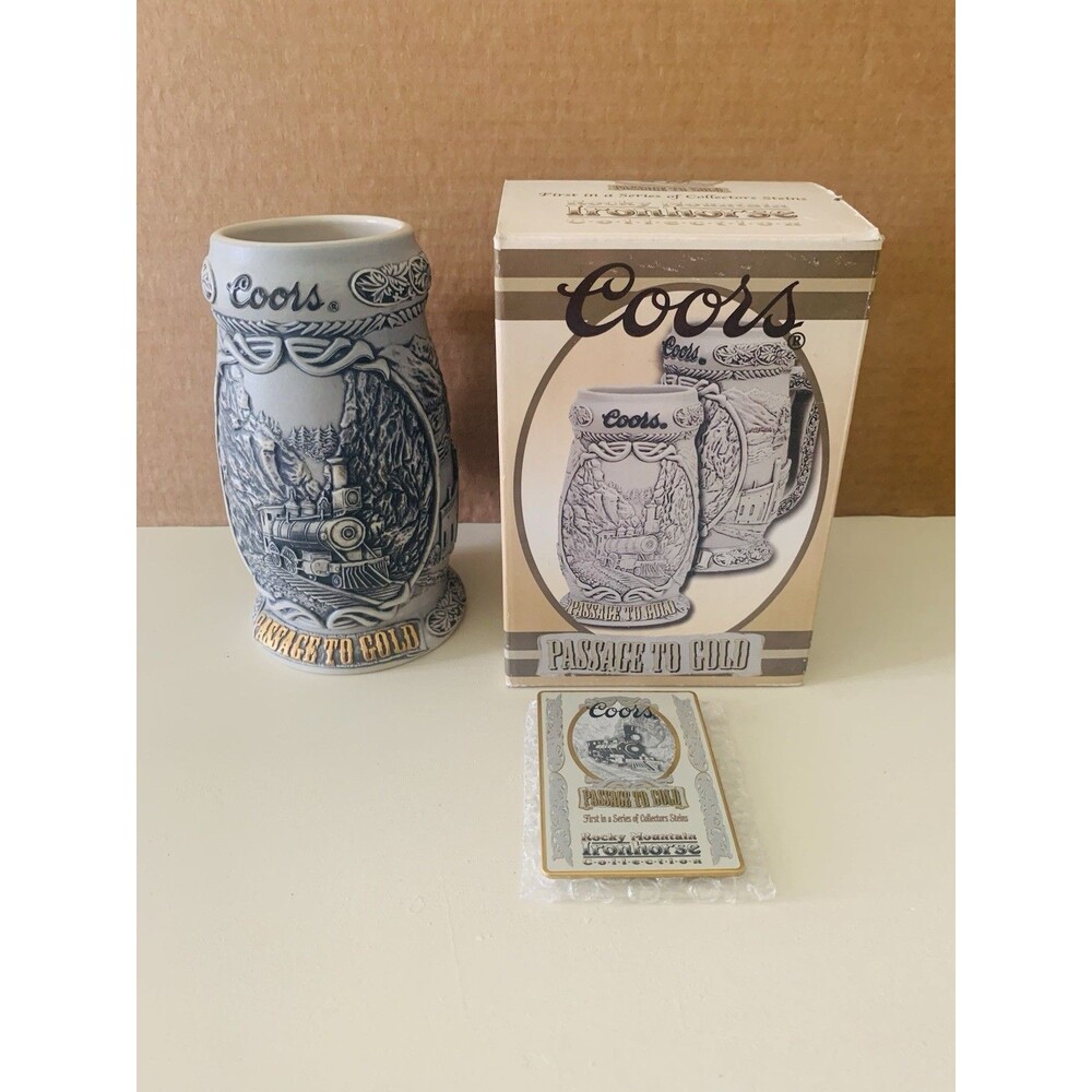 Coors Beer Stein Passage to Gold Rocky Mountain Ironhorse Collection w Box COA